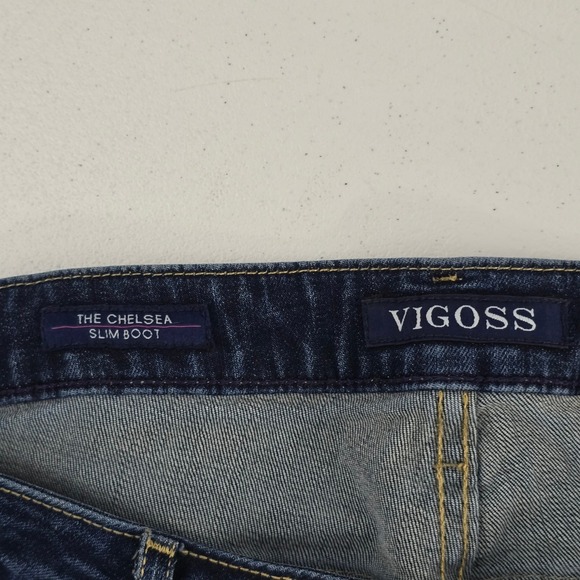 Vigoss‎ The Chelsea Slim Boot Size 16 Length 33 Dark Wash Distressed Jeans - Picture 8 of 11